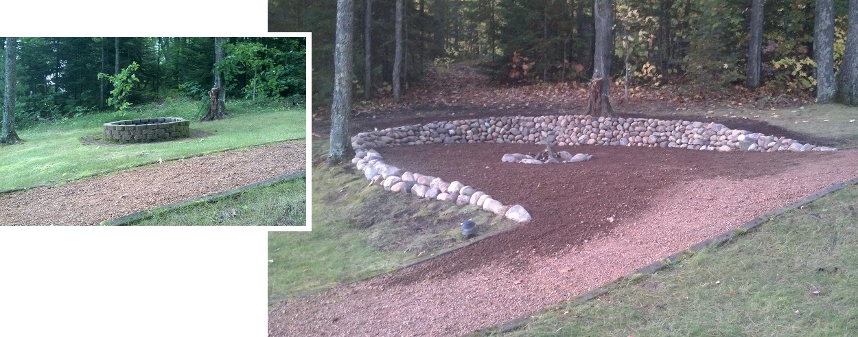 firepit and retaining wall