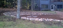 firepit area and wall